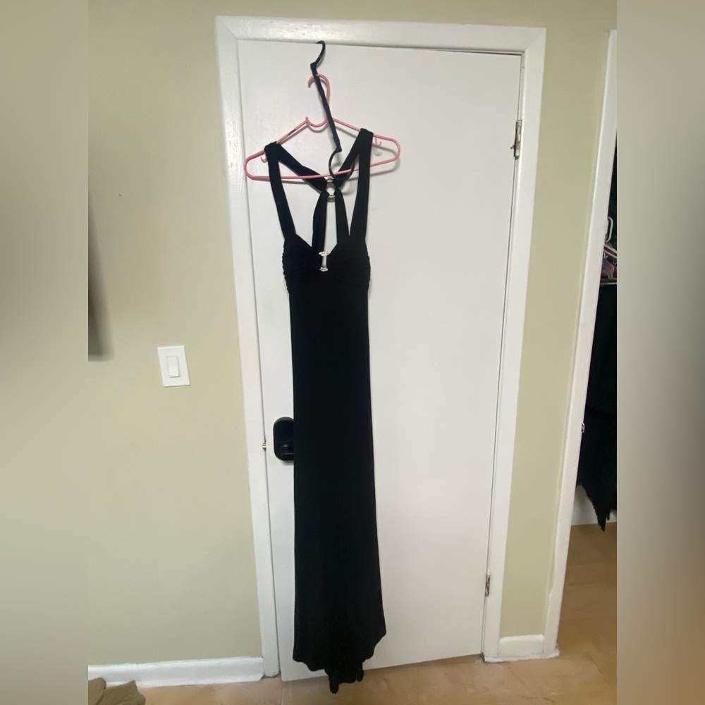 Black Halter Sheath Maxi Dress for Cocktail